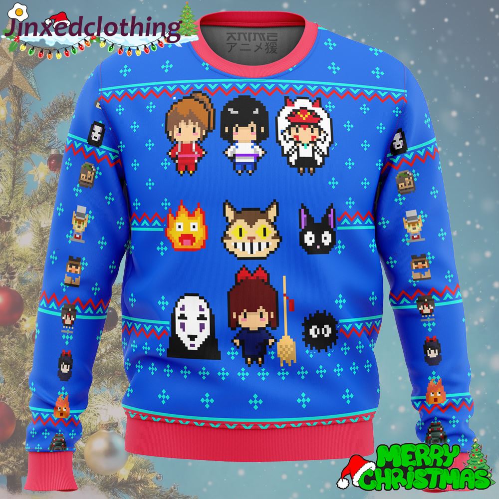 Studio Ghibli Blue Funny Ugly Christmas Sweater Xmas Funny 